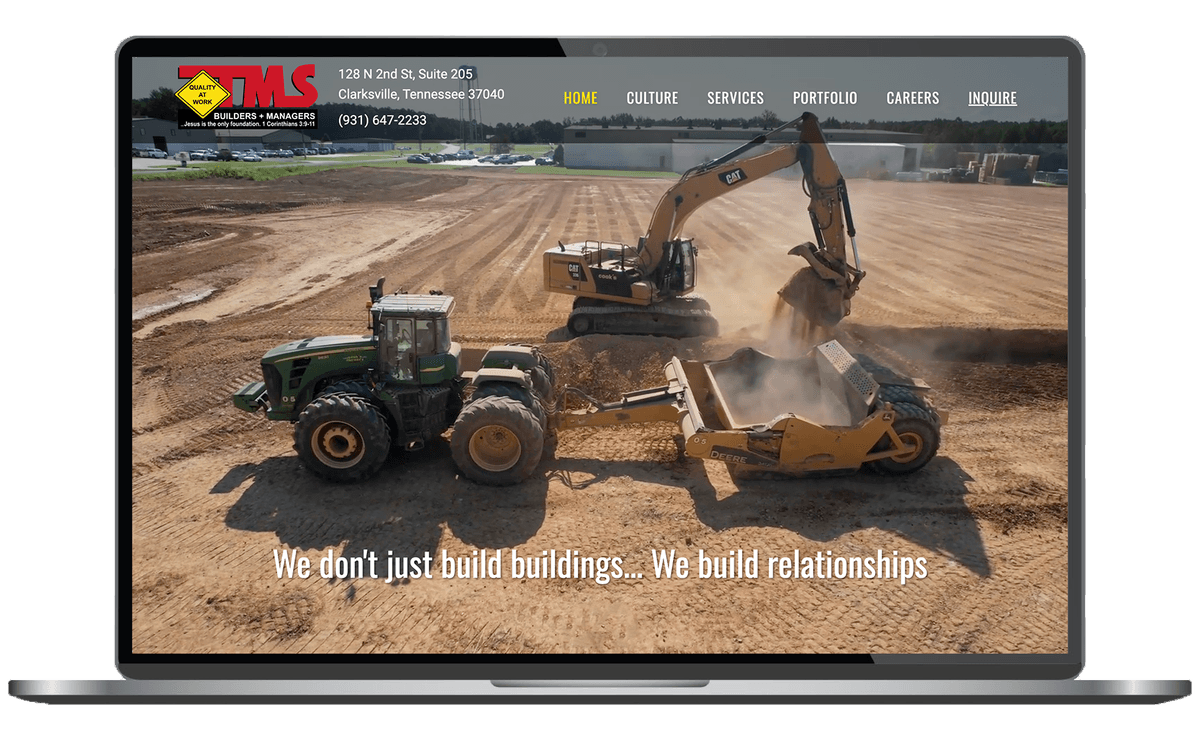 TMS Builders + Managers Laptop Homepage View