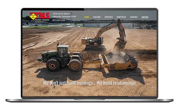 TMS Builders + Managers Laptop Homepage View